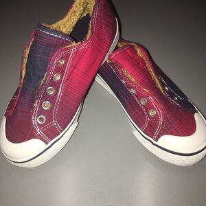 Gymboree Plaid Laceless Shoes - Lined sz 11‎